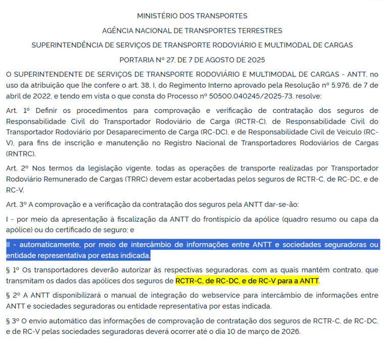 PORTARIA Nº 27, DE 7 DE AGOSTO DE 2025